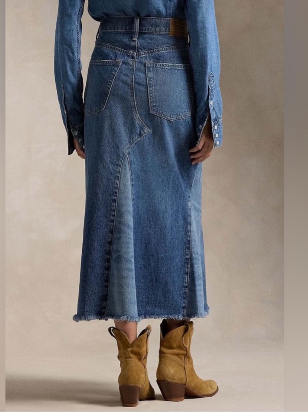 Polo Ralph Lauren 28 two tone Denim Maxi Skirt in Blue - Women Jeans - Picture 4 of 12